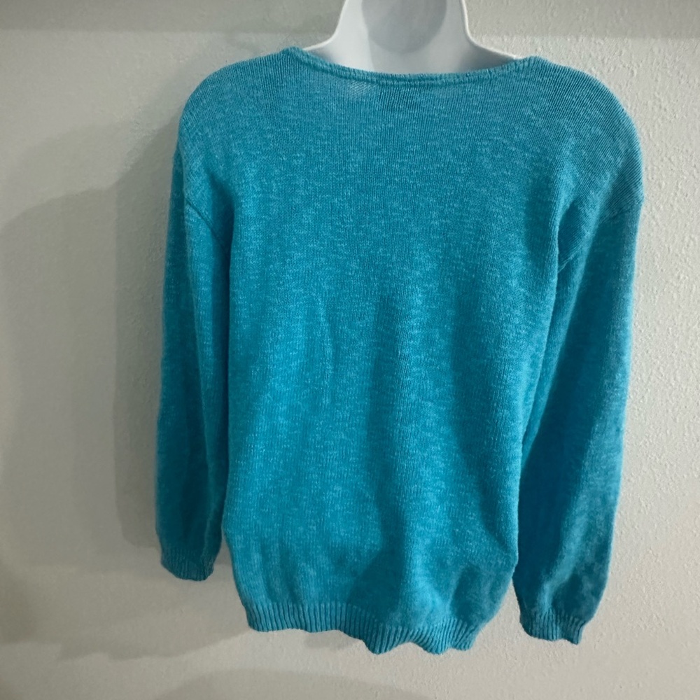 Sage aquamarine color V-Neck Women's Sweater - Picture 5 of 9